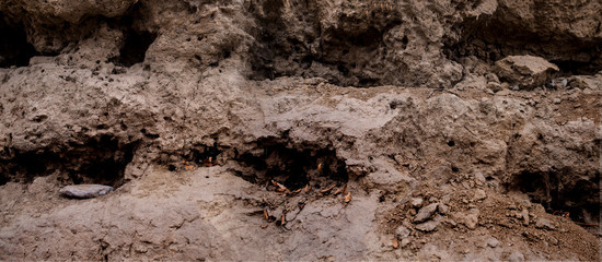 Clay rock of the earth in nature.