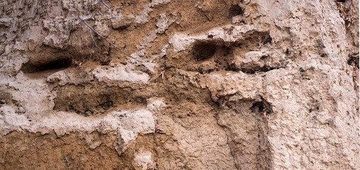 Clay rock of the earth in nature.