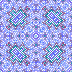 Blue Geometric Watercolor. Cute Seamless Pattern. 