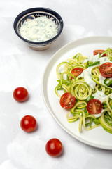 Zucchini noodles with vegetables