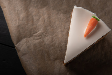 carrot keto diet cake on black background. healthy eating concept.