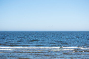 sea with waves and a blue sky Palanga coast