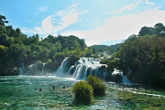Croatia-view of a waterfall Roski slap on a river Krka in the Krka National Park