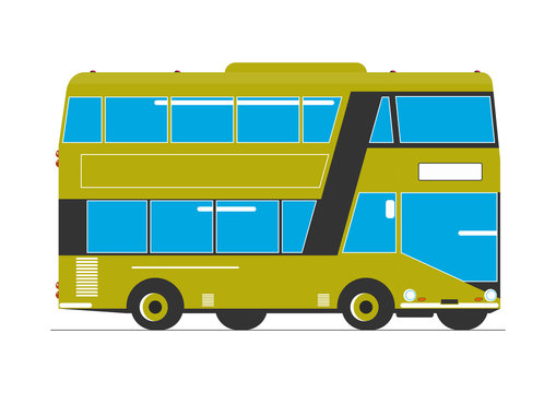 Double decker. Simplified double decker bus. Side view. Flat vector.