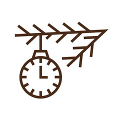 Line icon clock on tree