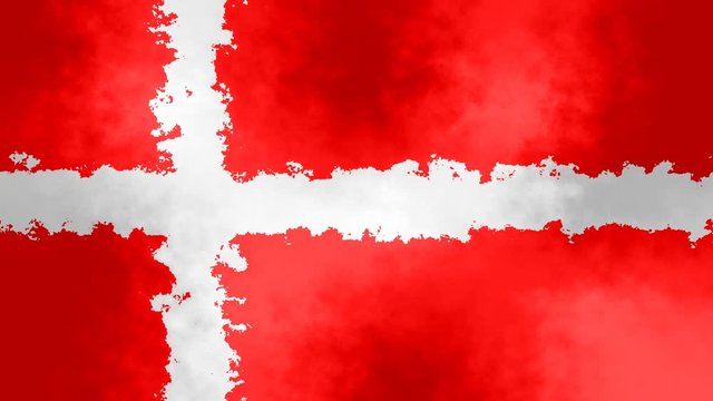 animated background seamless loop video full HD danish flag with stained effect - symbol of 