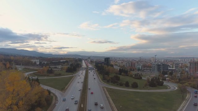 Aerial view of Boyana ring road in Sofia, Bulgaria