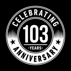 103 years anniversary celebration logo template. One hundred and three years vector and illustration.