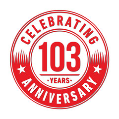 103 years anniversary celebration logo template. One hundred and three years vector and illustration.