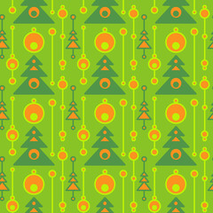 Flat colorful christmas seamless pattern. Repeated Xmas symbols.