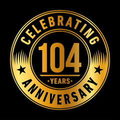 104 years anniversary celebration logo template. One hundred and four years vector and illustration.