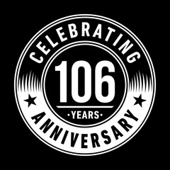 106 years anniversary celebration logo template. One hundred and six years vector and illustration.