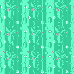 Flat colorful christmas seamless pattern. Repeated Xmas symbols.