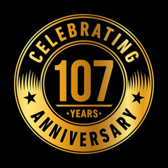 107 years anniversary celebration logo template. One hundred and seven years vector and illustration.