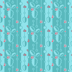 Flat colorful christmas seamless pattern. Repeated Xmas symbols.