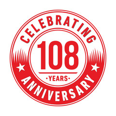 108 years anniversary celebration logo template. One hundred and eight years vector and illustration.