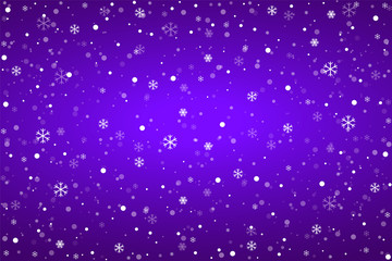 Snowflakes on the blue background. Falling snow. Vector illustration. Christmas winter background.