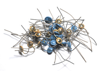 radio elements capacitors on a white background