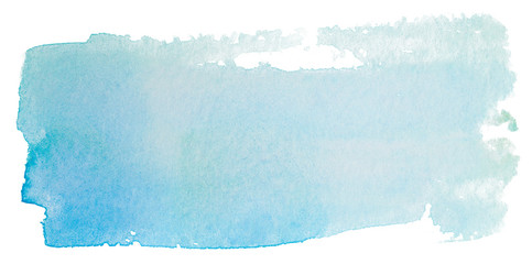 light coloured watercolor blue stain background with paper texture on a white background. freehand...