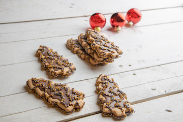 Christmas tree-shaped Christmas chocolate cookies