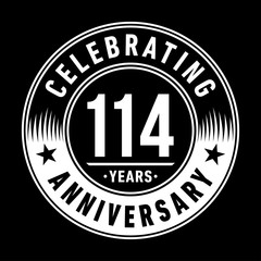 114 years anniversary celebration logo template. One hundred and fourteen years vector and illustration.