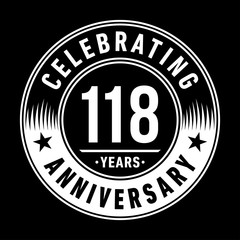 Fototapeta premium 118 years anniversary celebration logo template. One hundred and eighteen years vector and illustration.