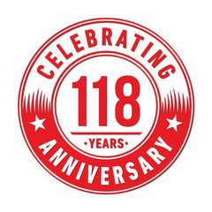 118 years anniversary celebration logo template. One hundred and eighteen years vector and illustration.