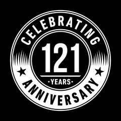 121 years anniversary celebration logo template. One hundred and twenty-one years vector and illustration.