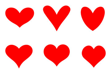 Heart set icons. Isolated vector illustration in cartoon style.