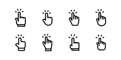 Hand clicking icons collection. Set of finger pointers.