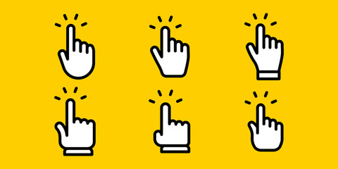 Hand clicking icons collection. Set of finger pointers.