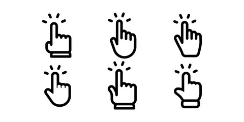 Hand clicking icons collection. Set of finger pointers.