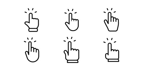 Hand clicking icons collection. Set of finger pointers.