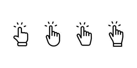 Hand clicking icons collection. Set of finger pointers.