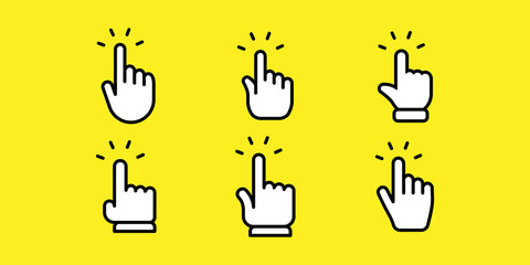 Hand clicking icons collection. Set of finger pointers.