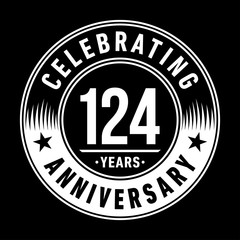 124 years anniversary celebration logo template. One hundred and twenty-four years vector and illustration.