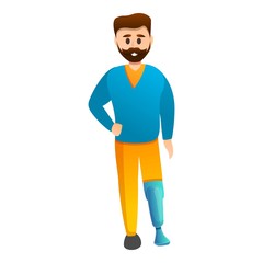 Man prosthesis leg icon. Cartoon of man prosthesis leg vector icon for web design isolated on white background