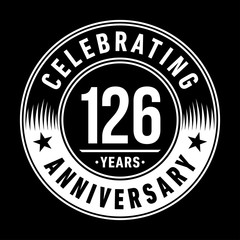 126 years anniversary celebration logo template. One hundred and twenty-six years vector and illustration.