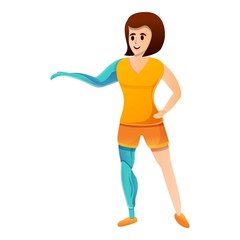 Fototapeta na wymiar Woman hand leg prosthesis icon. Cartoon of woman hand leg prosthesis vector icon for web design isolated on white background