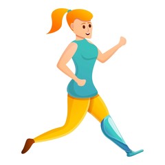 Fototapeta na wymiar Sport woman prosthesis icon. Cartoon of sport woman prosthesis vector icon for web design isolated on white background