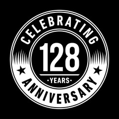 128 years anniversary celebration logo template. One hundred and twenty-eight years vector and illustration.