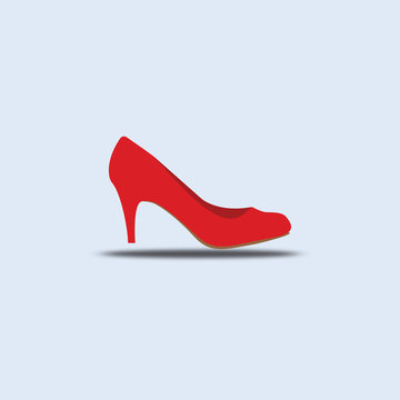 Women Shoes High Heels Logo Vector With Red Color. Elegence Ladies Red Shoes Vector Template.