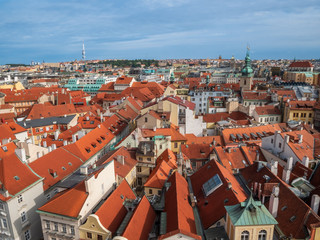 Fototapeta premium View from City Hall Tower to Old Town of East Europe Prague City