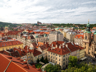 View from City Hall Tower to Old Town of East Europe Prague City