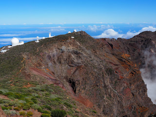 Obraz premium Observatories in the Roque de Los Muchachos crater in La Palma, Canary Islands