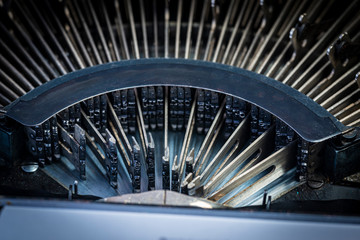 old retro typing machine in the detail -  vintage typewriter machine