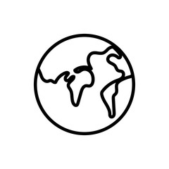 world map earth geography icon thick line