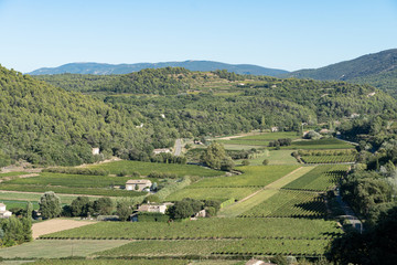 Panoramic view of the Luberon Valley, in autumn. Provence, France, Menerbes.