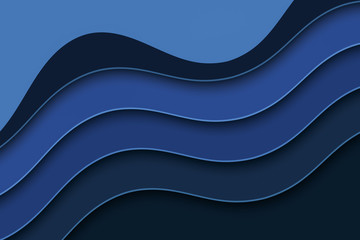 Abstract background with curve lines and waves. Paper cut water wallpaper.