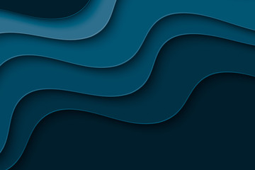 Abstract background with curve lines and waves. Paper cut water wallpaper.
